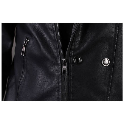Thick Notch Collar Fleece-Lined Biker Jacket