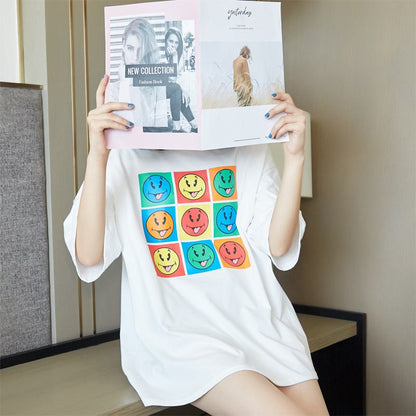 Retro Letter Loose Fit Trendy Pure Cotton Short Sleeve Tee