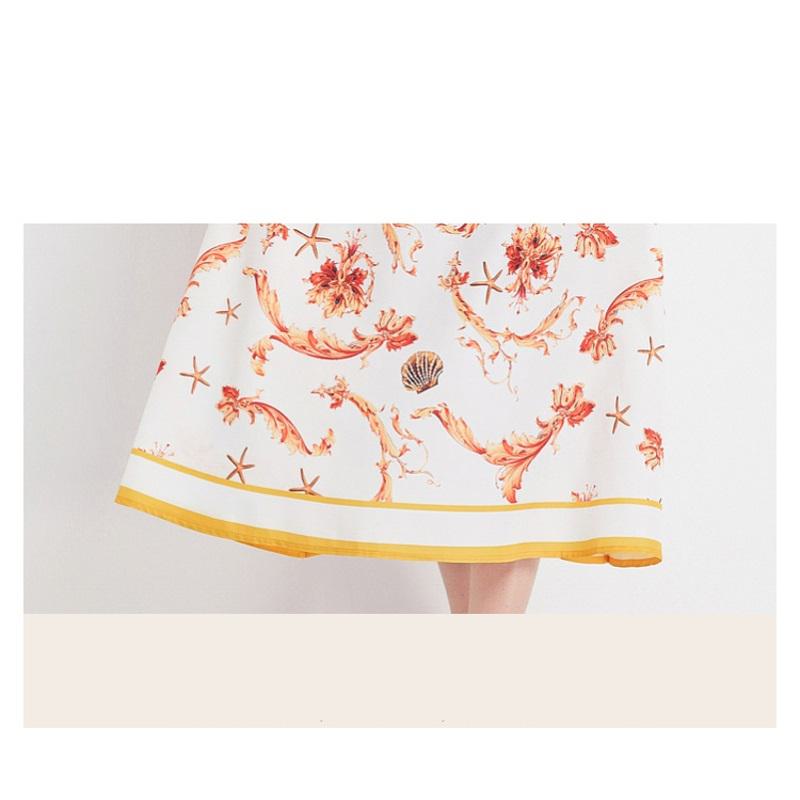 Retro Slimming V-Neck Full Skirt Style High-Waisted Vacation Print Dress
