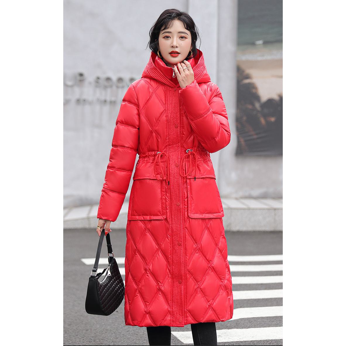 Cinched Waist Windproof Quilted Puffer Coat