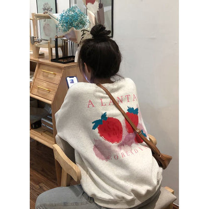 Sweatshirt mit Rundhalsausschnitt und Streifenmuster, dickem Anti-Pilling-Flauschfutter aus Kunstbaumwolle