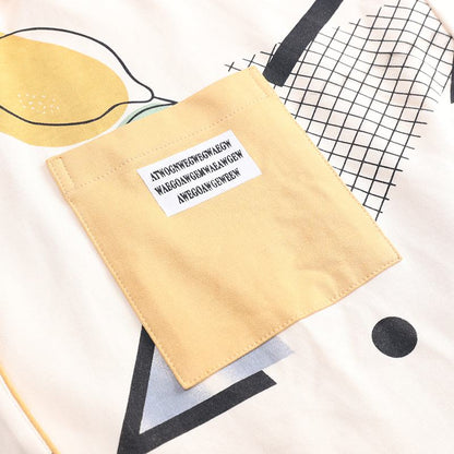 Conjunto de pijama de algodón puro tejido de limón con letras y diseño geométrico