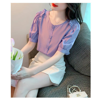 Versatile Chiffon Tencel Wood Ear Blouse