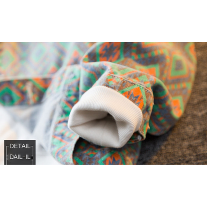 Camisa de manga larga informal de mezclilla con estampado de flor de anacardo