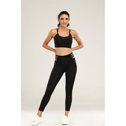 High-Waisted Quick-Drying Yoga Tight-Fitting Fitness Hollowed-Out Sports Leggings
