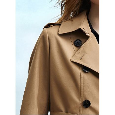 Belted Double Breasted Thigh-Length Trench Coat