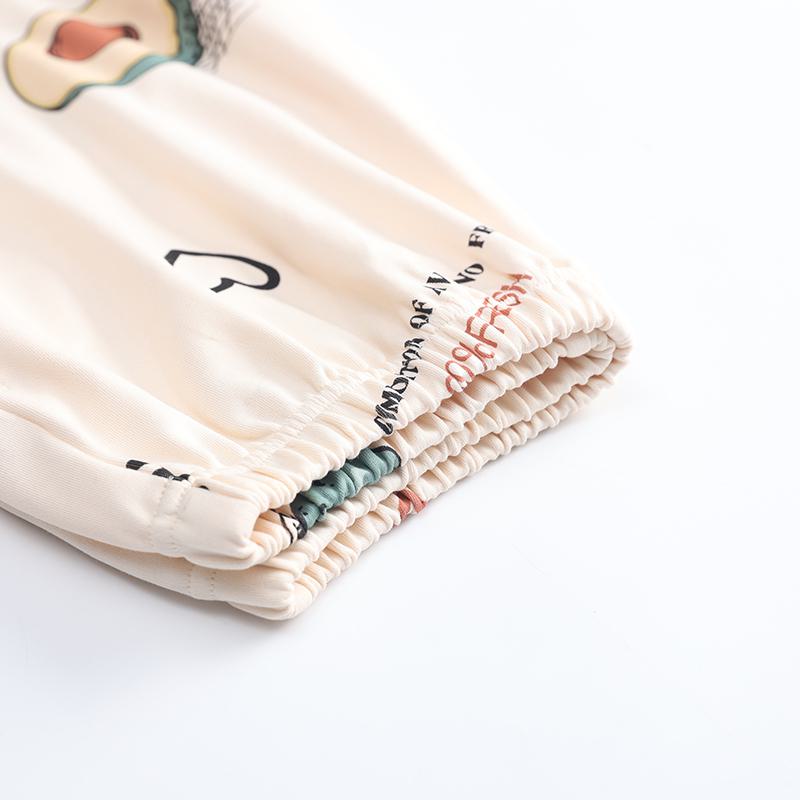 タイトに織られた純綿ハート型襟のパジャマセット