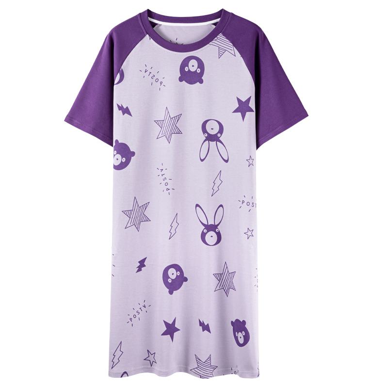 Tightly Woven Pure Cotton Bunny Stars Bear Lounge Dress