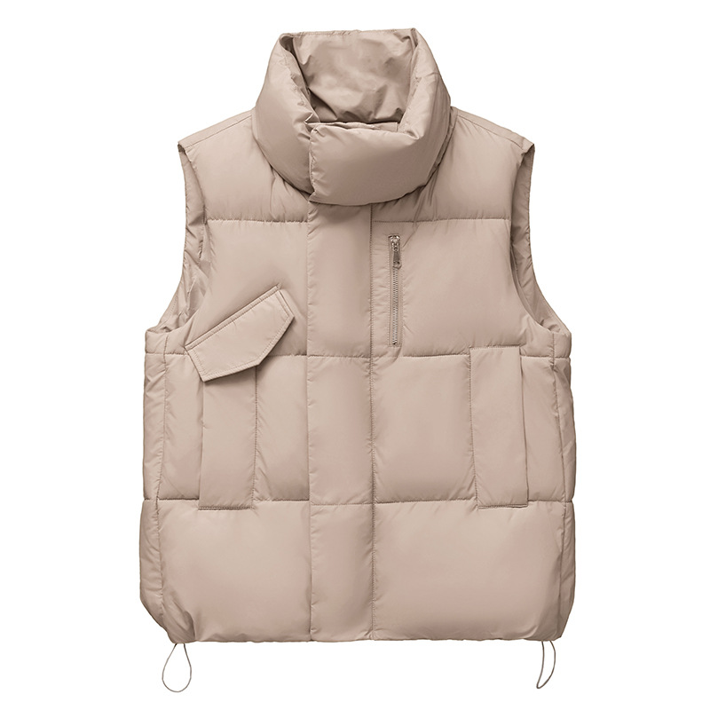 Cotton Stand-Up Collar Cropped Puffer Jacket Vest