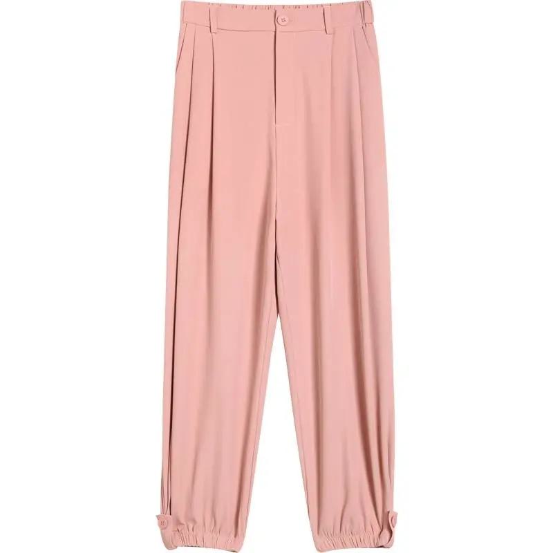 Silky Lantern Tapered High-Waisted Cropped Slimming Thin Pants