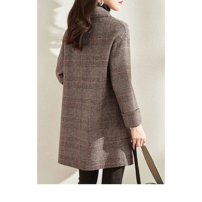 Chic Mid-Length Plaid Mac Coat