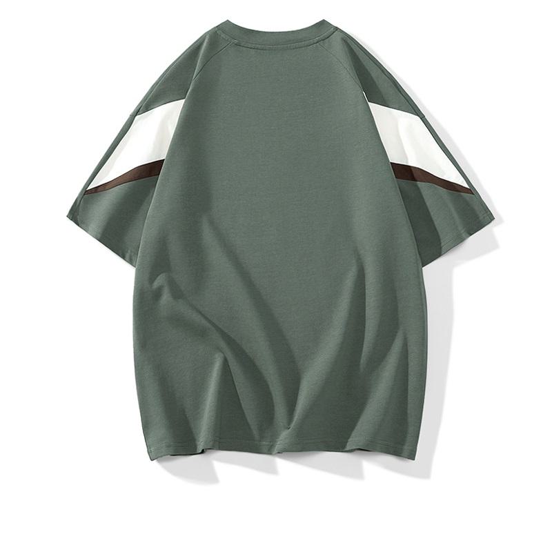 Camiseta de manga corta de algodón puro con cuello redondo y ajuste holgado de estilo casual y moderno.