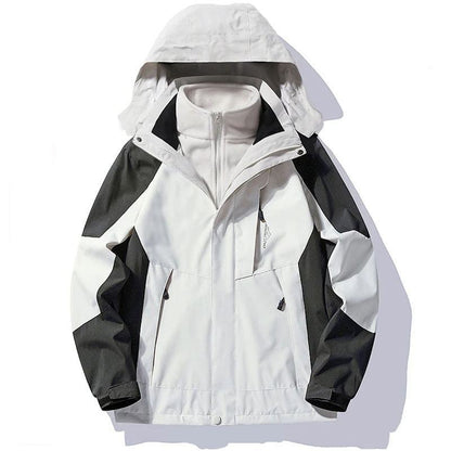 Chaqueta con capucha desmontable, impermeable y forrada de polar para montañismo 3 en 1