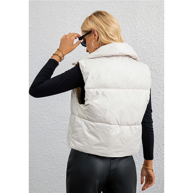 Zipper Lightweight Solid Puffer Jacket Vest