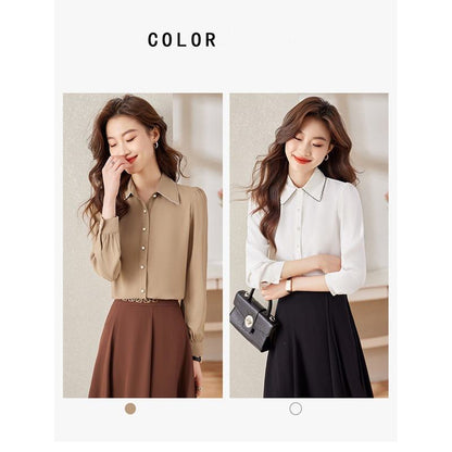 Two-Piece Set Chic Simplicity A-Line Long Sleeve Shirt