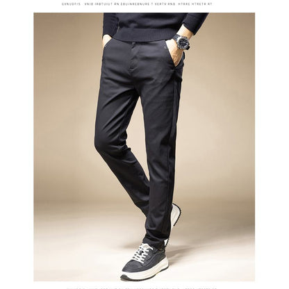 Trendy Versatile Casual Plus Velvet Straight Pants Elastic Waist Loose Fit Thickened Pants