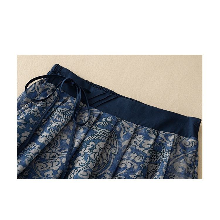 Floral Print Artistic Midi A-Line Mid-Waist Retro Skirt