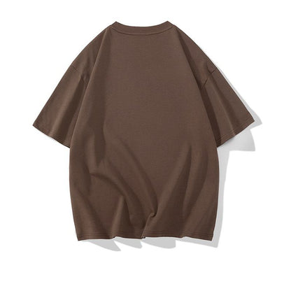 Bequemes T-Shirt aus reiner Baumwolle mit lockerer Passform und vielseitigem, schlichtem Druck