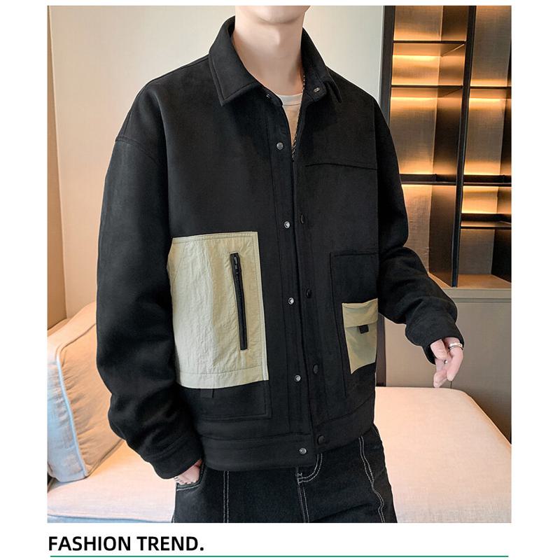 Trendy Suede Camel Velvet Shirt Jacket