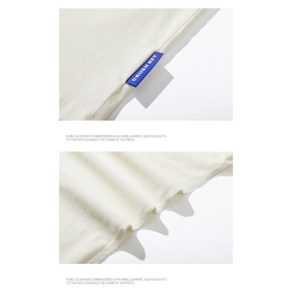 Versatile Round Neck Simplicity Embossed Pure Cotton Drop Shoulder Loose Fit Short Sleeve Tee
