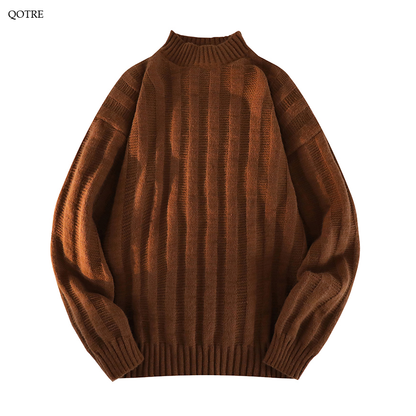 Suéter de cuello medio y ajuste holgado de estilo sencillo