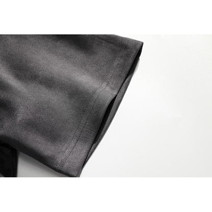 Drop Shoulder Suede Elasticity Versatile Simplicity Print Round Neck Short Sleeve Tee