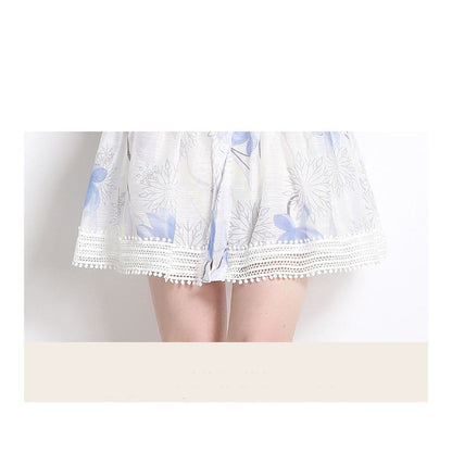 Stand-Up Collar Print Irregular Petite A-Line Skirt Dress