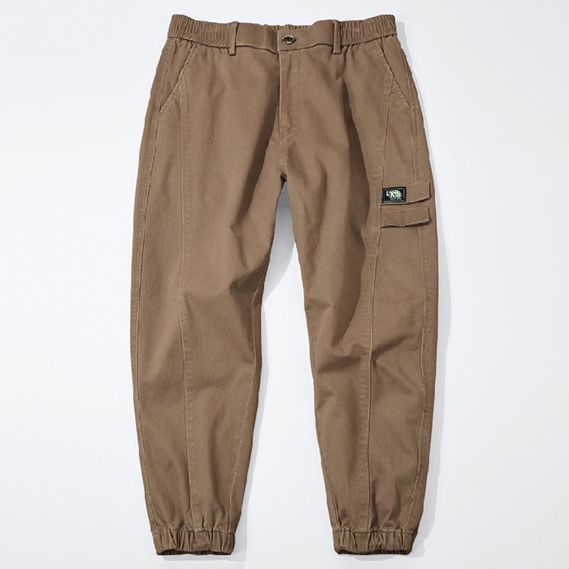 Pantalones amplios de algodón puro con corte cónico versátiles y elásticos
