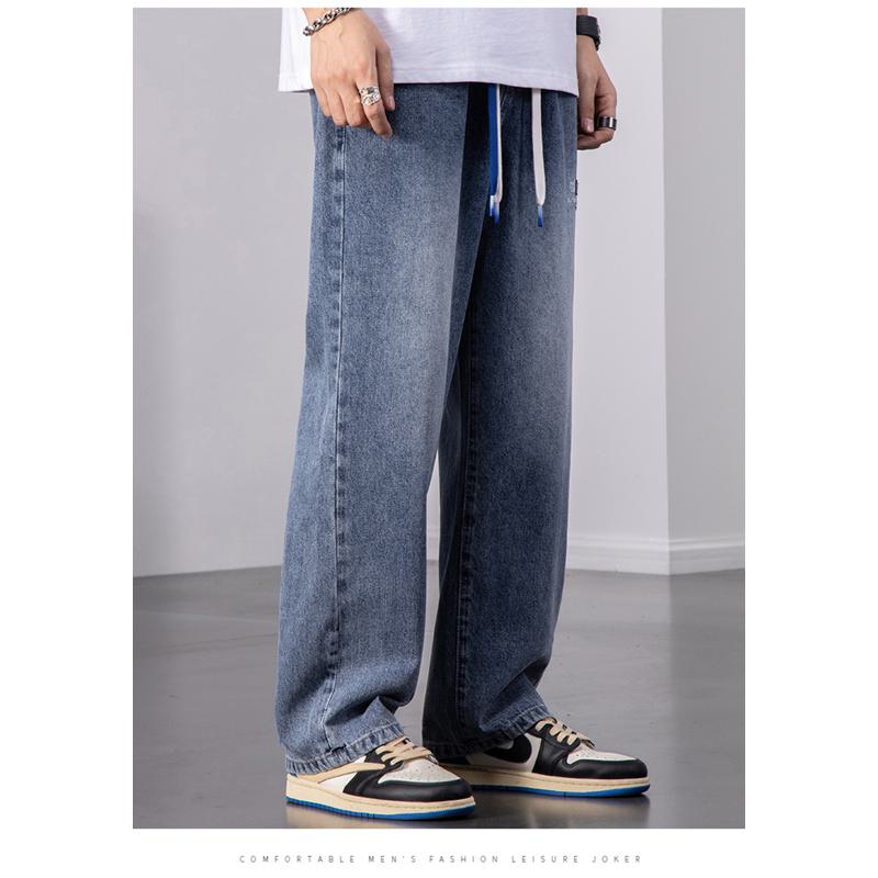 جينز مستقيم فضفاض ثلاثي الأبعاد عالي الجودة ومريح.