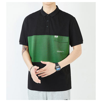 Seidiger Baumwoll-Business-Poloshirt mit kurzem Ärmel und Reverskragen