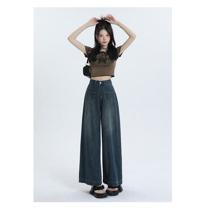 Loose Fit Retro Street Style High-Waisted Wide Leg Jeans