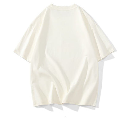 Bequemes, locker sitzendes T-Shirt mit kurzen Ärmeln und vielseitigem Druck aus reiner Baumwolle.