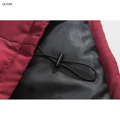Loose Fit Embroidery Stand-Up Collar Raincoat Down Coat