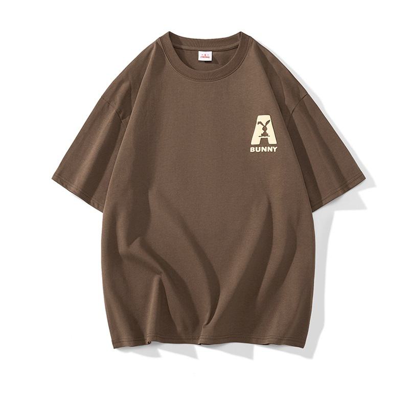 Bequemes, locker geschnittenes Print-T-Shirt aus reiner Baumwolle mit kurzen Ärmeln