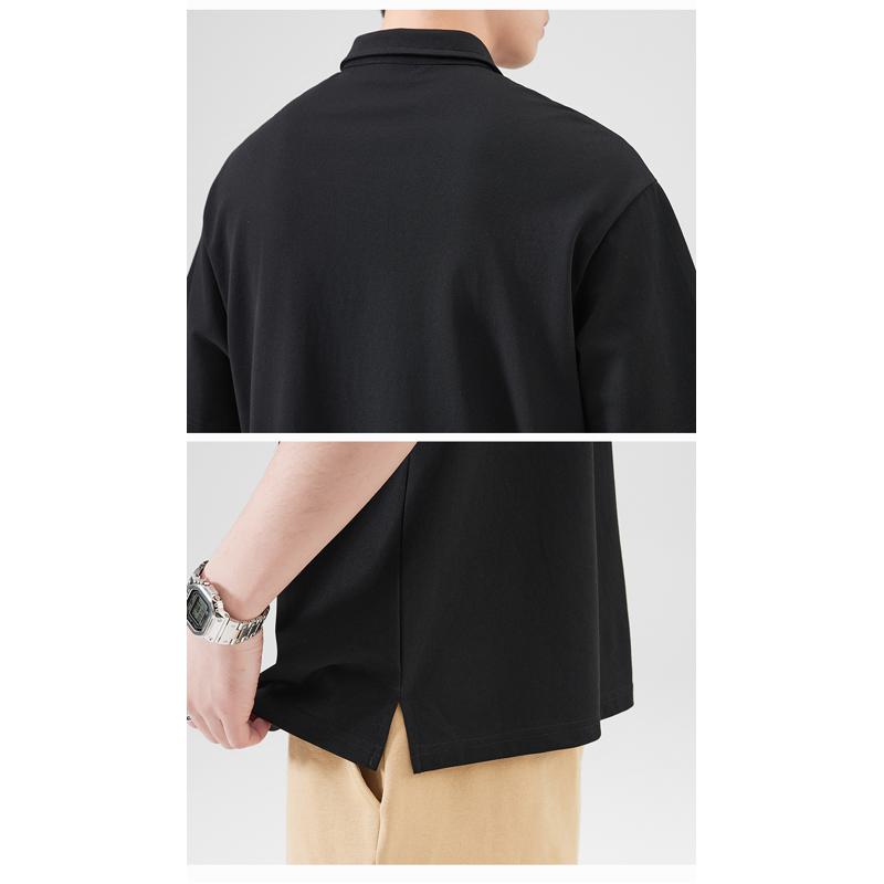 Einfaches Poloshirt mit kurzem Arm aus reiner Baumwolle und solider Aufschlagkragen