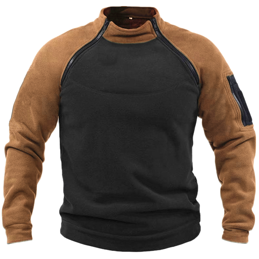 Fleece Breathable Color Block Granular Fluff Field Sweatshirt