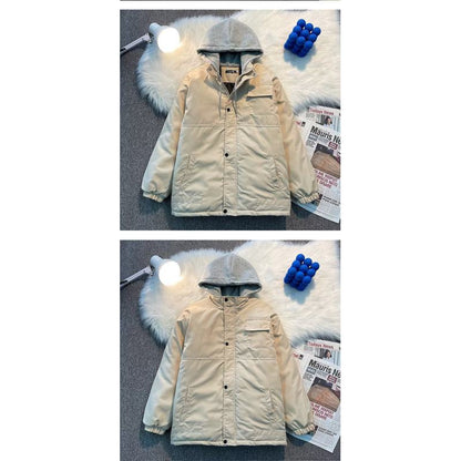 Trendy Zip-Up Loose Fit Solid Color 2 in 1 Hooded Jacket