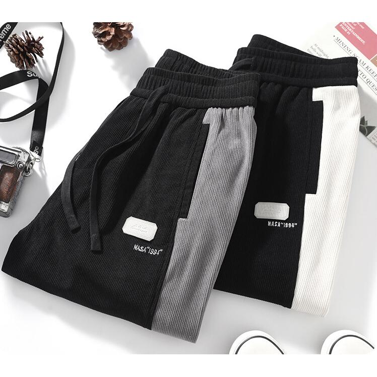 Pantalones de Bloques de Color, Cintura Elástica Ajustada y Suelta con Elástico