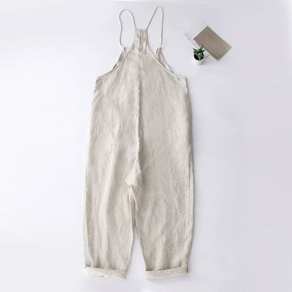 Loose Fit Overalls Linen Dungarees Plus Size Cargo Pants
