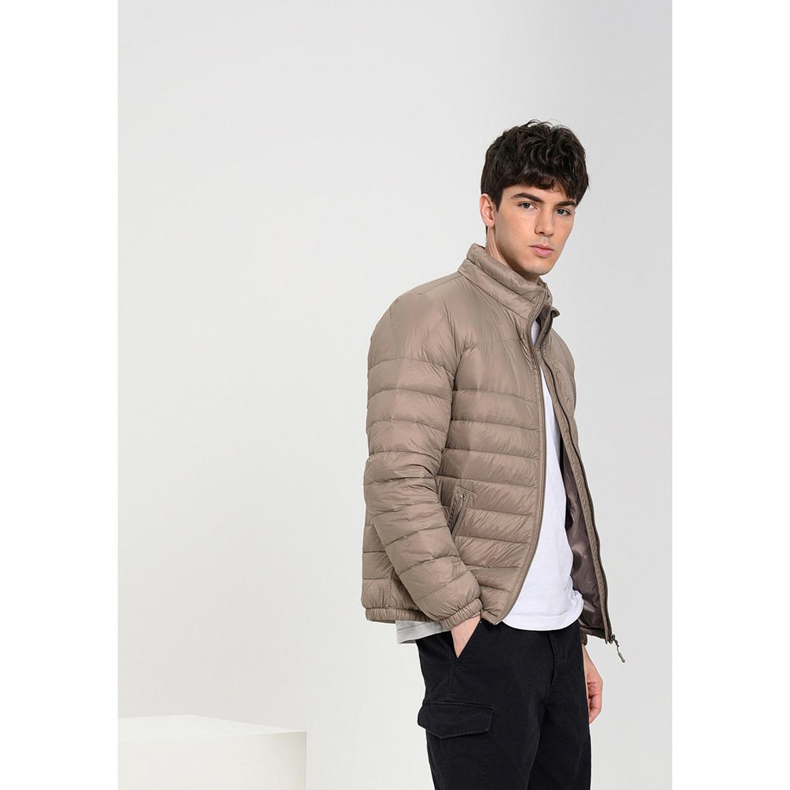Lightweight Cropped Zippered Pocket Stand-Up Collar Down Jacket
