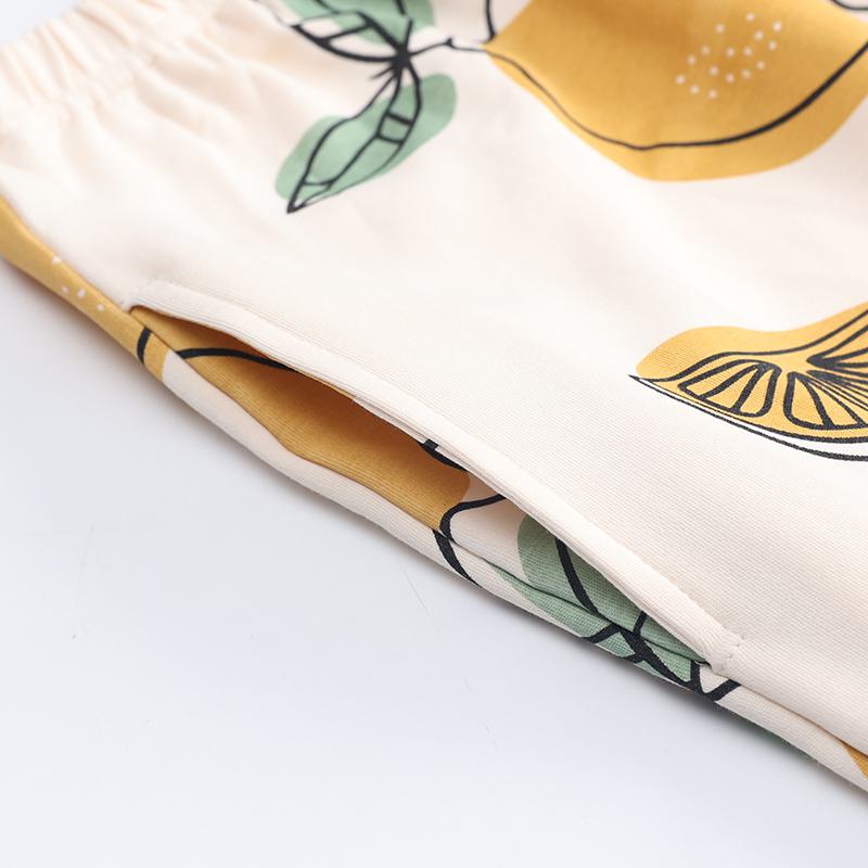 Conjunto de pijama de algodón puro tejido ajustado de limón