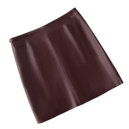 Falda de cuero sintético entallada con cintura alta en línea A