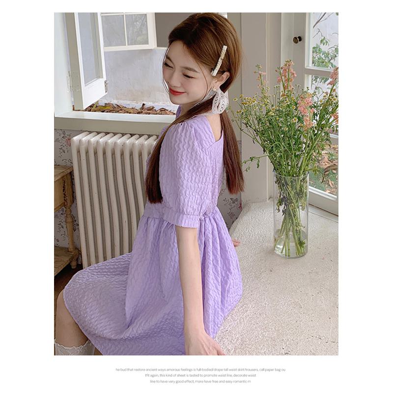 Cinched Waist Pearl Slimming Bow Tie French Style Dress