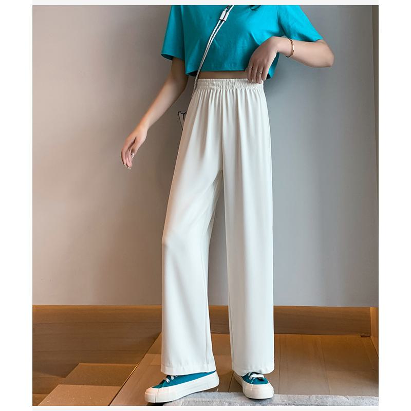 Pantalon décontracté de haute qualité, droit, long jusqu'au sol, à drapé fin et taille haute polyvalente.