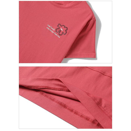 Camiseta de manga corta de algodón puro con lentejuelas y bordado de letras