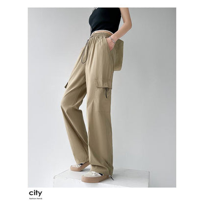 Pantalons amples à taille haute et jambes droites pour femmes de petite taille spécialisées dans les vêtements de travail