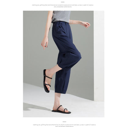 Loose Fit Thin Workwear Casual Ankle Cut Pants