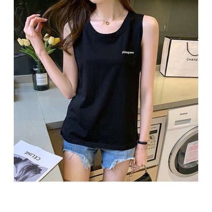 Loose-Fit Plus Pure Cotton Sleeveless Worn Outside Tank Top