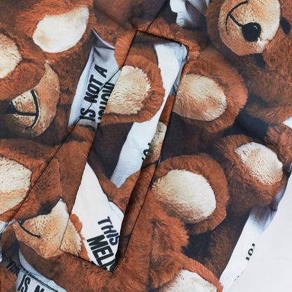Kapuzen-Cropped-Teddy-Print-Daunenjacke mit dicker Fütterung