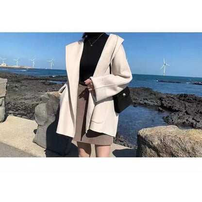 Abrigo corto de mezcla de lana de estilo francés